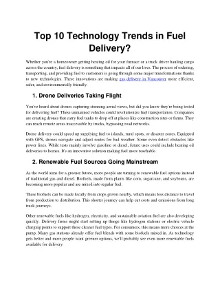 Top 10 Technology Trends in Fuel Delivery