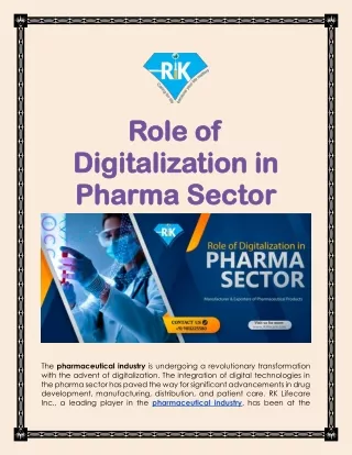 Role of Digitalization in Pharma Sector