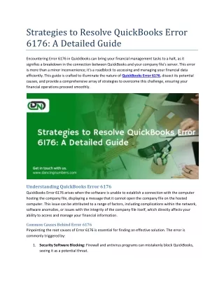 Strategies to Resolve QuickBooks Error 6176 A Detailed Guide