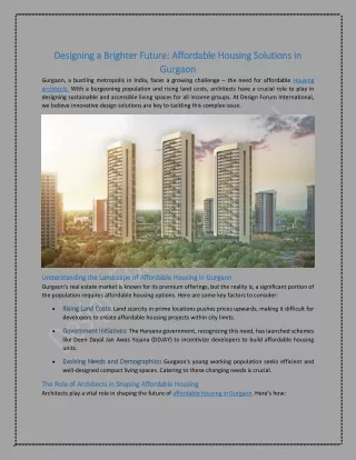 Designing a Brighter Future Affordable Housing Solutions in Gurgaon