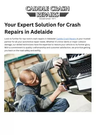 Your Expert Solution for Crash Repairs in Adelaide
