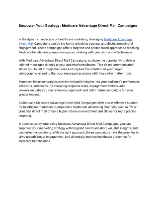 Medicare Advantage Direct Mail Campaigns