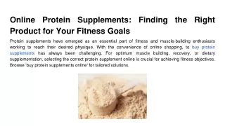 Online Protein Supplements_ Finding the Right Product for Your Fitness Goals