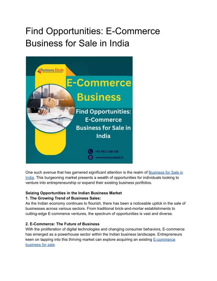 find opportunities e commerce business for sale