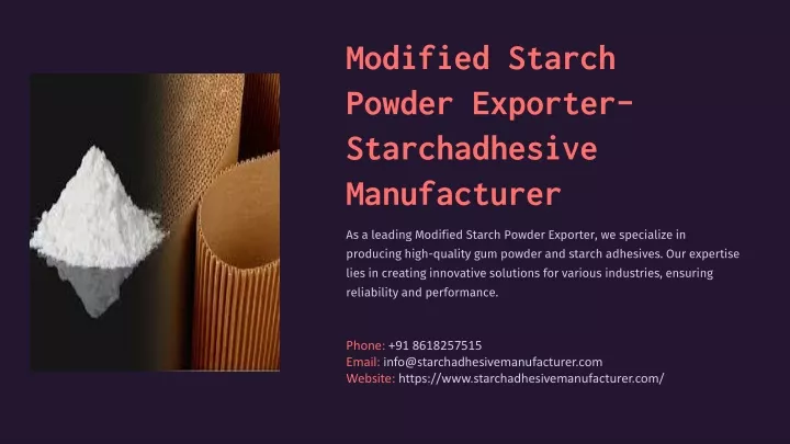 modified starch powder exporter starchadhesive
