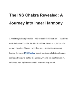 The Underwater Arsenal: INS Chakra's Strategic Importance