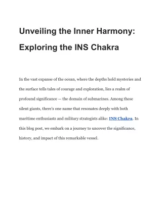 Submarine Supremacy: Exploring INS Chakra's Capabilities