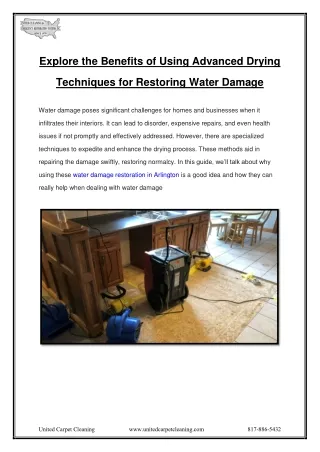 Explore the Benefits of Using Advanced Drying Techniques for Restoring Water Damage