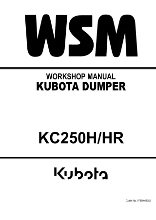 KUBOTA KC250H DUMPER Service Repair Manual