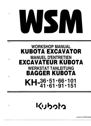 Kubota KH36 Excavator Service Repair Manual