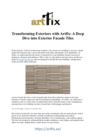 Elevate Your Building's Aesthetic with Exterior Facade Tiles