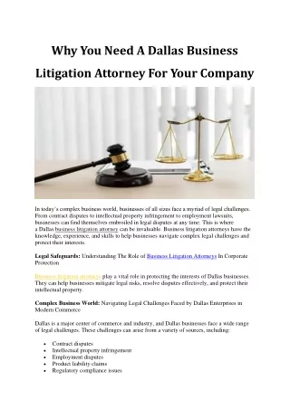 Why You Need A Dallas Business Litigation Attorney For Your Company
