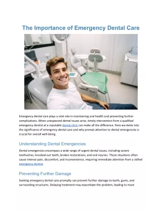 Importance of Emergency Dental Care
