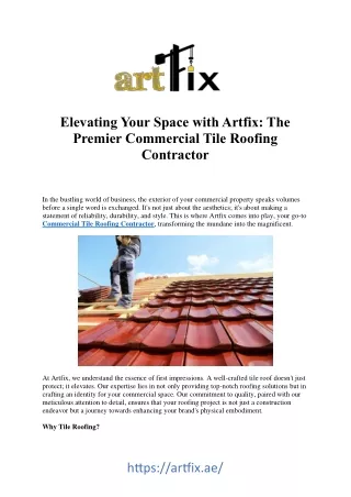 Expert Commercial Tile Roofing Contractor