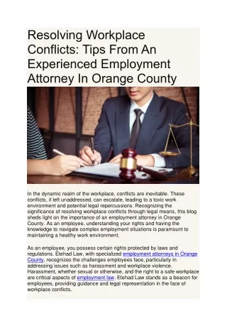 Tips From An Experienced Employment Attorney In Orange County