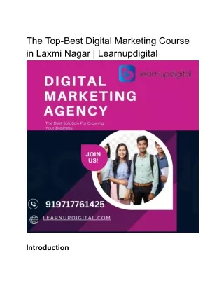 The Top-Best Digital Marketing Course in Laxmi Nagar | Learnupdigital