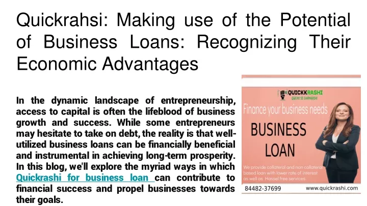 quickrahsi making use of the potential of business loans recognizing their economic advantages