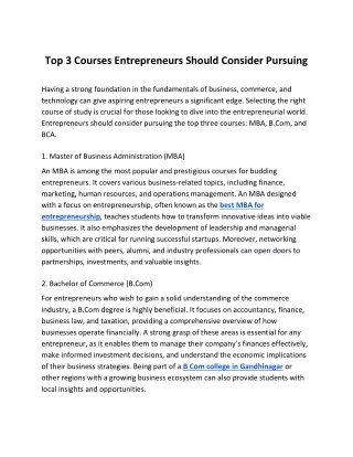 Top 3 Courses Entrepreneurs Should Consider Pursuing
