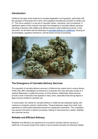 Cannabis  in California: Dependable & Quick Delivery