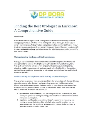 finding the best urologist in lucknow