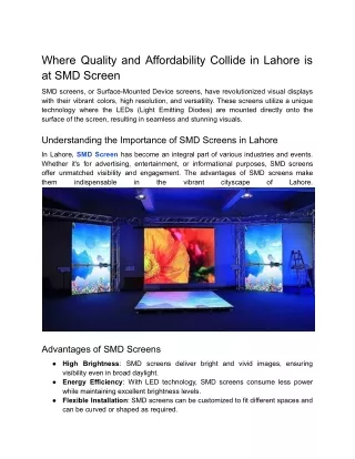 Where Quality and Affordability Collide in Lahore is at SMD Screen