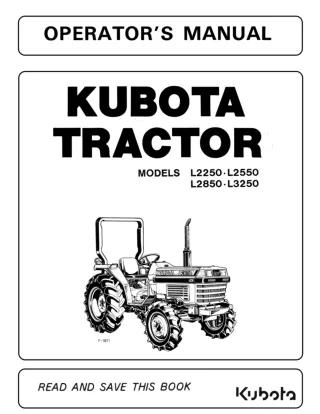 Kubota L3250 Tractor Operator manual