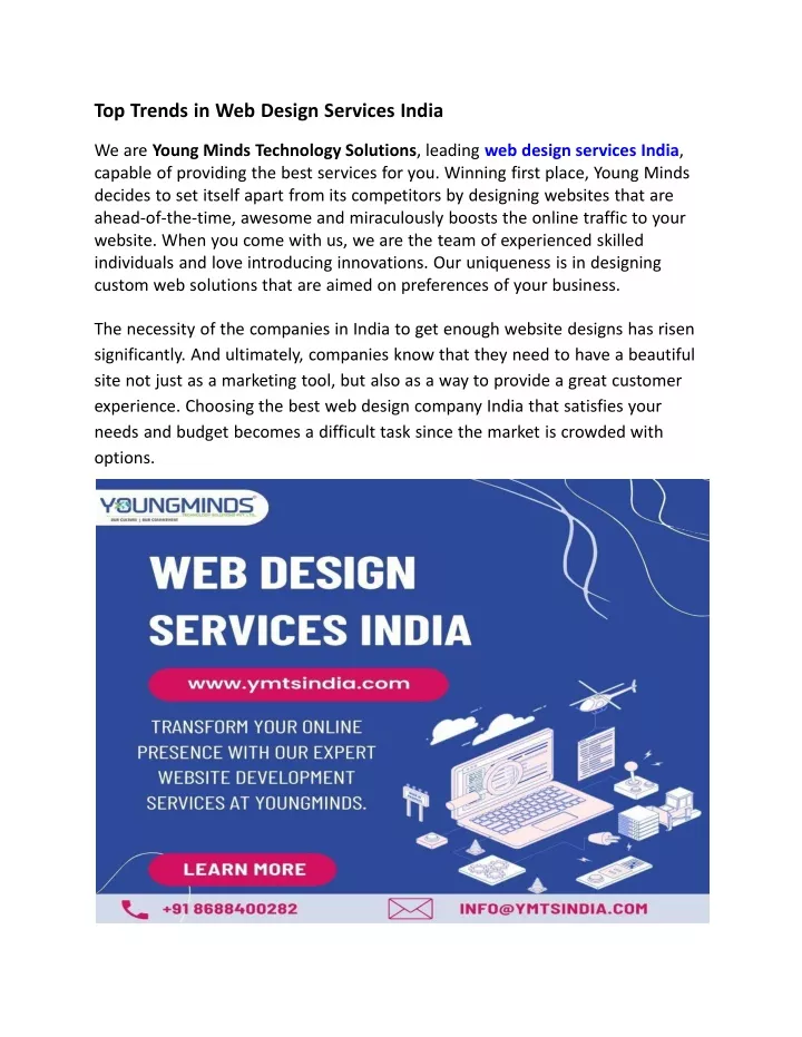 top trends in web design services india