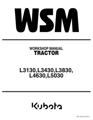KUBOTA L3430 TRACTOR Service Repair Manual