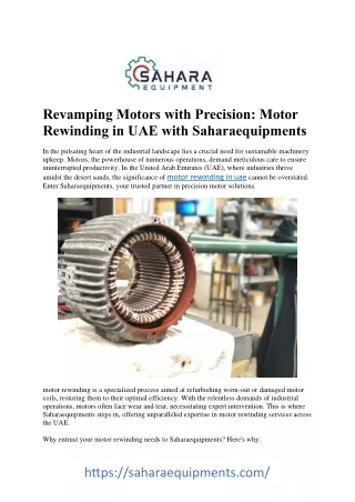Expert Motor Rewinding Services in UAE