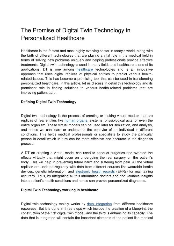 the promise of digital twin technology