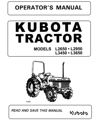 Kubota L3650 Tractor Operator manual