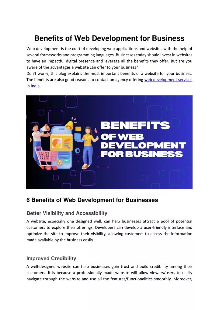 benefits of web development for business
