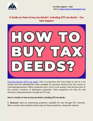 A Guide on How to buy tax deeds, including OTC tax deeds – Tax Sale Support