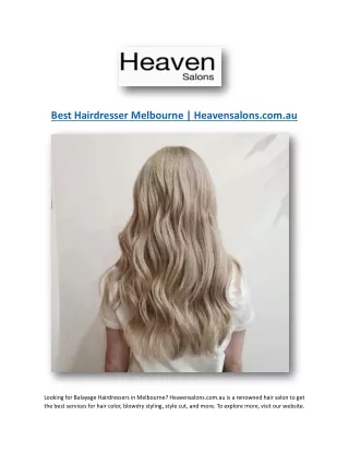 Best Hairdresser Melbourne | Heavensalons.com.au