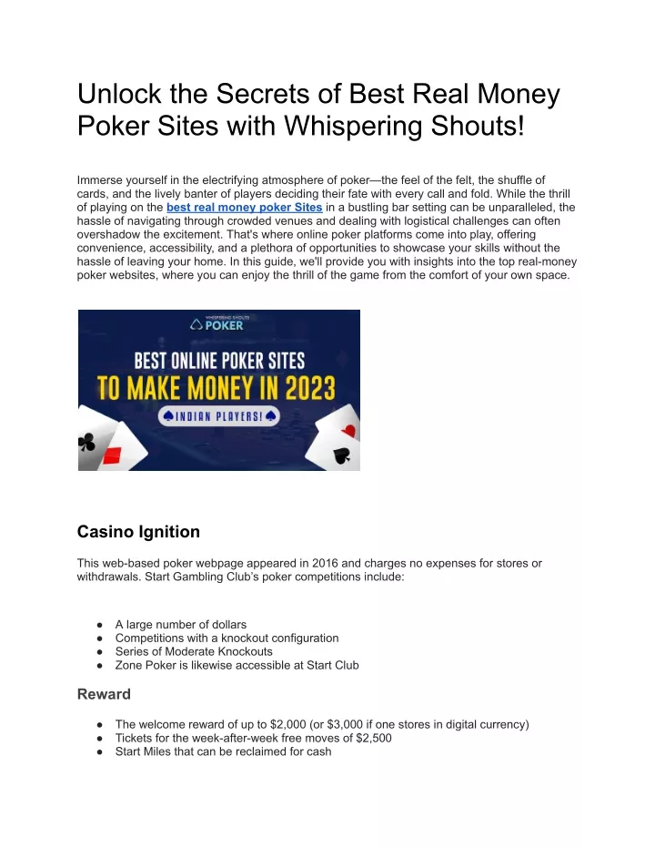 unlock the secrets of best real money poker sites