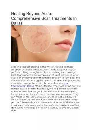 Comprehensive Scar Treatments In Dallas