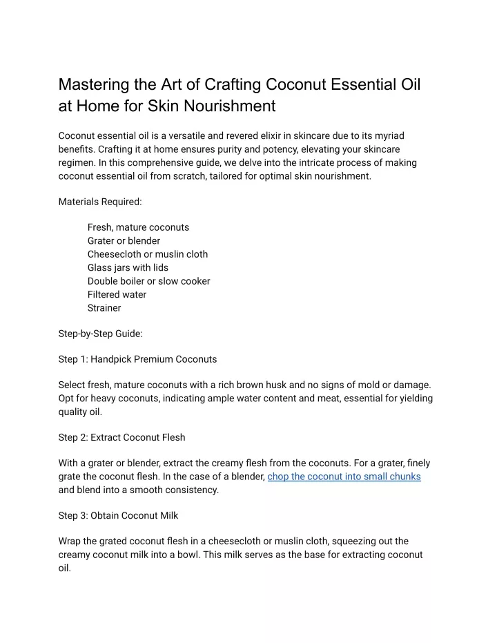 mastering the art of crafting coconut essential