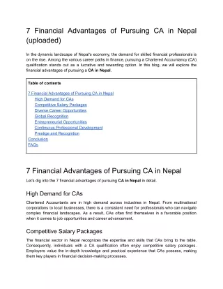 7 Financial Advantages of Pursuing CA in Nepal