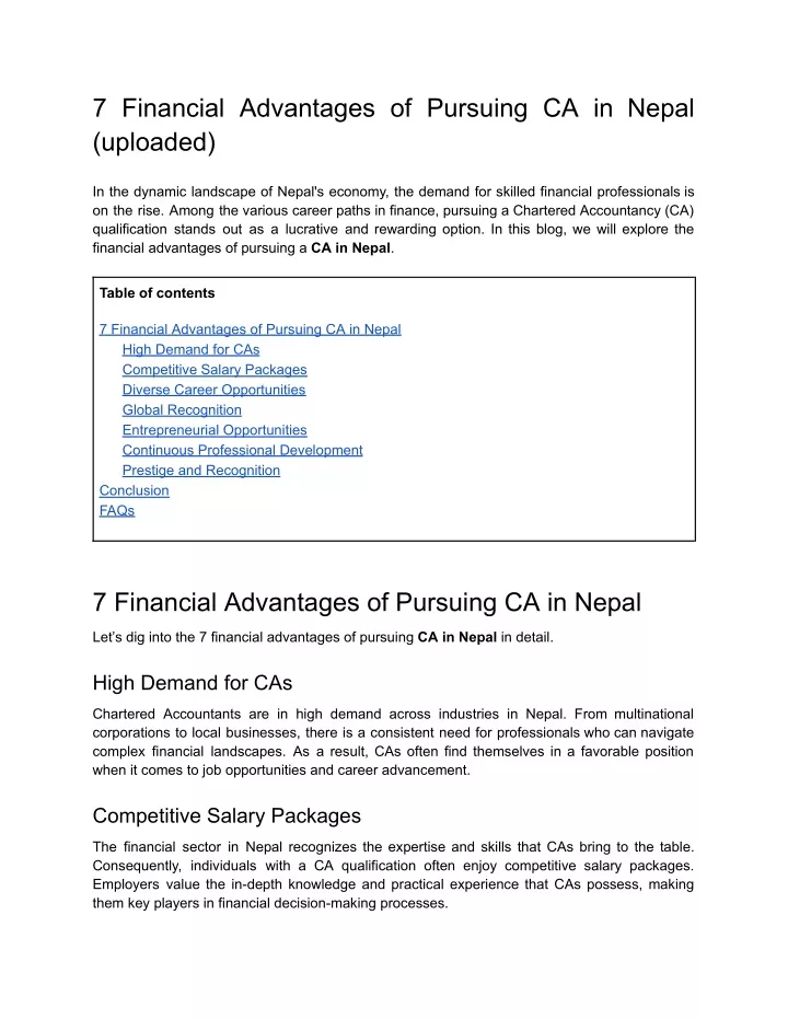 7 financial advantages of pursuing ca in nepal