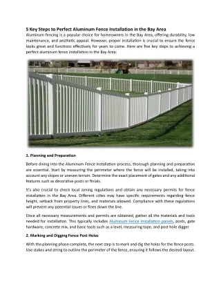 5 Key Steps to Perfect Aluminum Fence Installation in the Bay Area