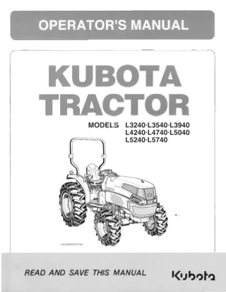 Kubota L3940 Tractor Operator manual