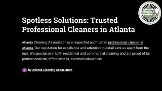 Spotless Solutions Trusted Professional Cleaners in Atlanta