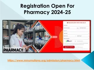 Registration Open For Pharmacy 2024-25