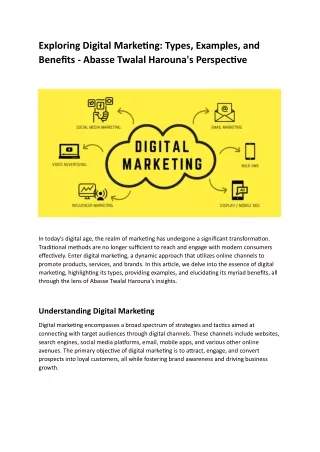 Exploring Digital Marketing Types Examples and Benefits - Abasse Twalal Harouna's Perspective