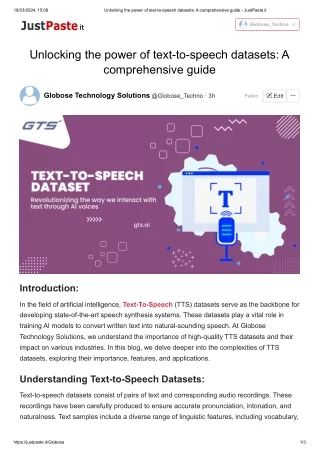 Unlocking the power of text-to-speech datasets_ A comprehensive guide