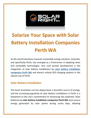 Go Green with Solar Battery Installation Companies in Perth, WA