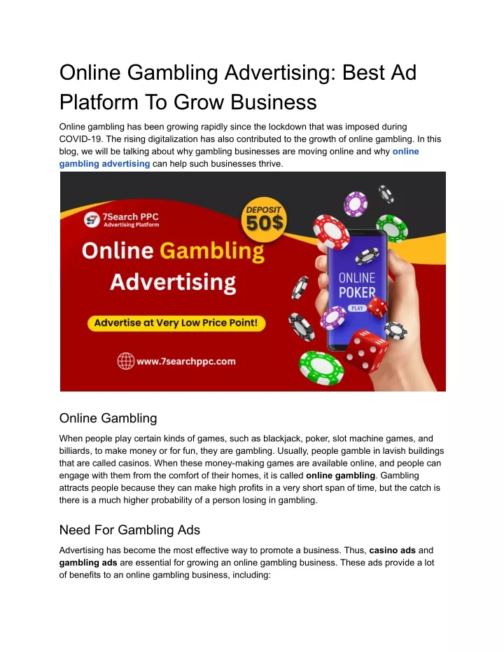 online gambling advertising best ad platform