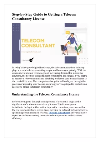 Step-by-Step Guide to Getting a Telecom Consultancy License