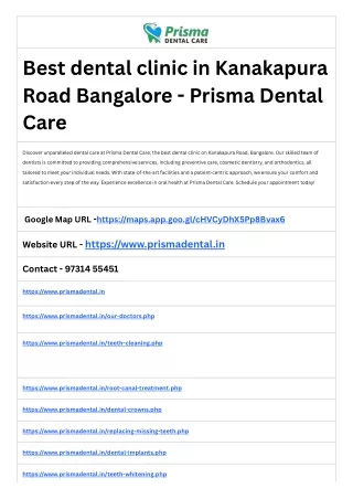 Best dental clinic in Kanakapura Road Bangalore - Prisma Dental Care
