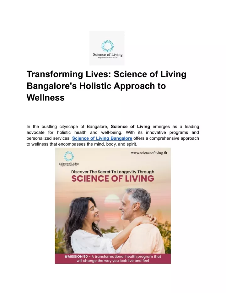 transforming lives science of living bangalore